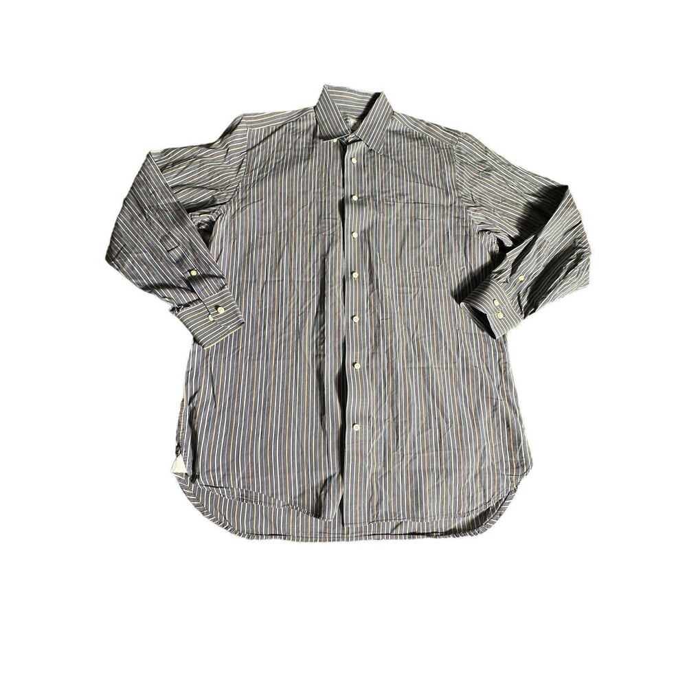 Peter Milar Dress Shirt Men Sz~Med Stripes Long Sleeve Button 100% Cotton #V8-1‎